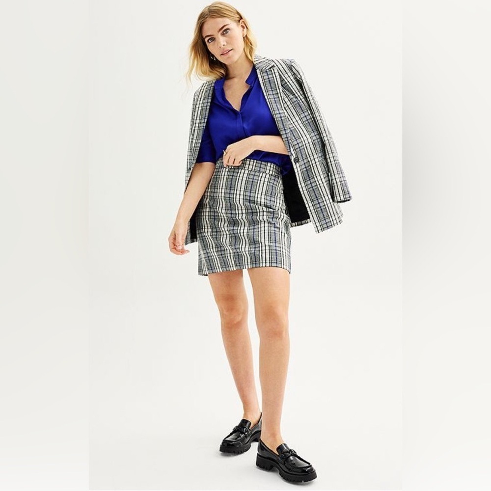 Nine West Plaid Blazer and Skirt Set - Two Piece Suit - Sz L